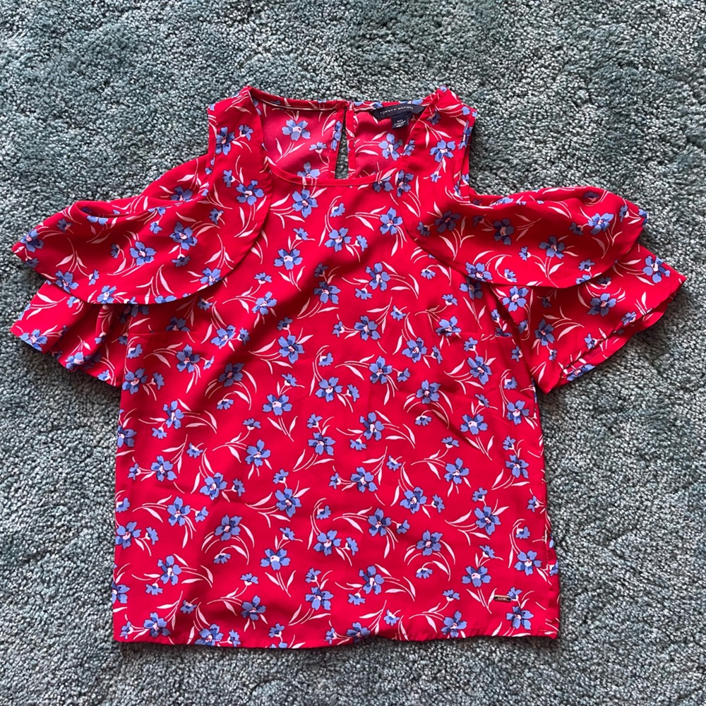 T Hilfiger XXS Cold Shoulder Tank Style Blouse